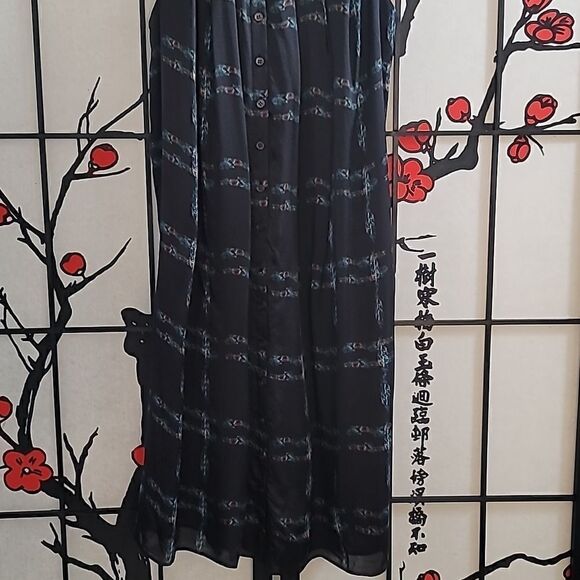 THEYSKENS' THEORY  BLUE PLAID BUTTON FRONT SLEEVELESS RACER BACK DRESS 100% Silk - Picture 3 of 11